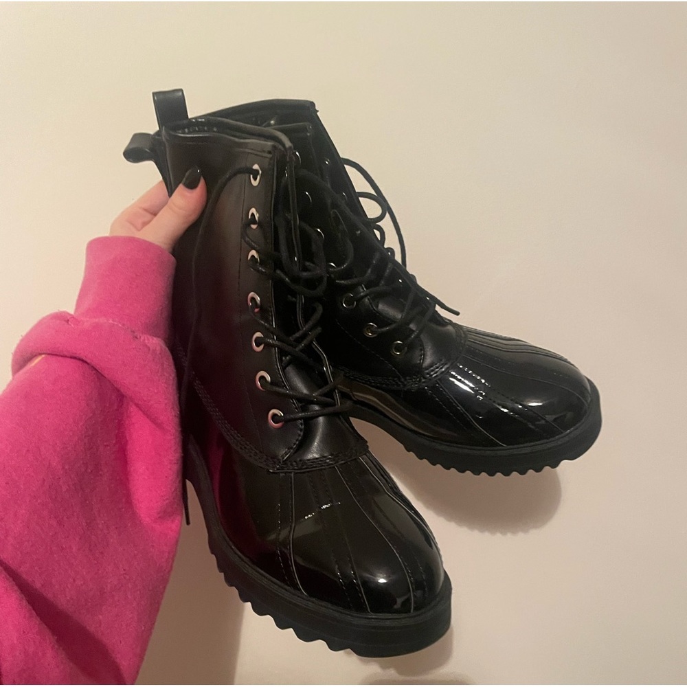 Black combat boots